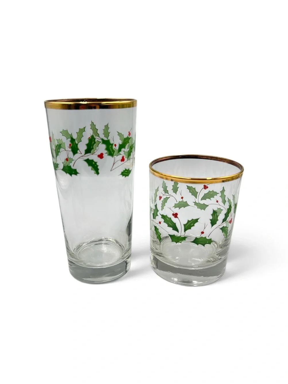 Vintage Lenox Holiday Holly Berry 16 Oz Tumbler Glasses NOS Set of 4